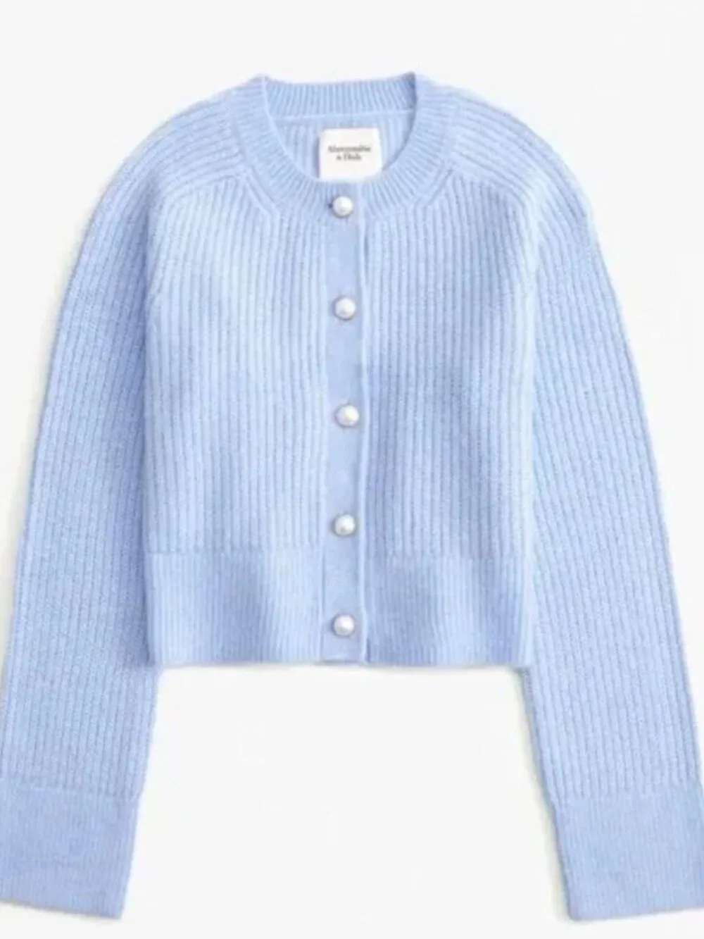 Abercrombie & Fitch Pearl Button Cardigan in Light Blue - Picture 1 of 7